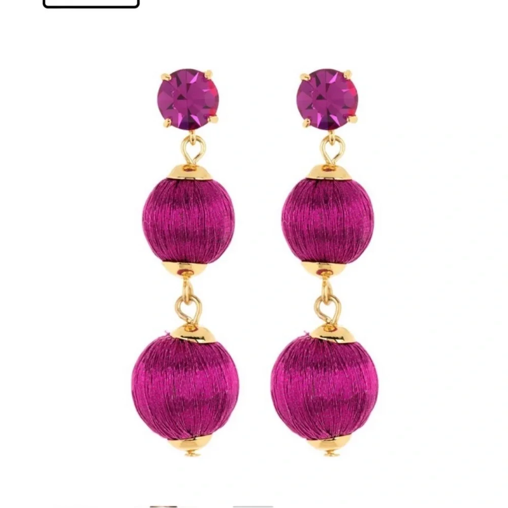 Kate Spade New York Women's Linear Graduated Ball Earrings (Fuchsia)
